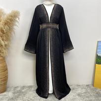 Įvairių spalvų pasirenkamas S-XXL moteriškas Artimuosiuose Rytuose „Dubai Hot“ parduodamas deimantinis suvarstomas megztinis su kišenine suknele S juoda