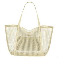 Beach Tote Bag Shoulder Storage for Women Camping Shopping Picnic White beige