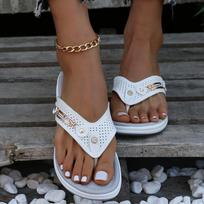 Women's Summer Slippers Big Size Beach Outdoor Flip Flops Daily Casual Herringbone Women's Wedge Slippers 43