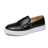 Loafers Men Shoes PU Solid Color Classic Moccasin Man Fashion Wild Outdoor Sports Daily Monk Double Buckle Casual Shoes 38
