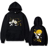 Anime Demon Slayer Zenitsu Džemperis Vyrams Moterims Drabužiai Madingi Harajuku Džemperiai Ilgomis Rankovėmis Vilnoniai Laisvi Viršutiniai Drabužiai S