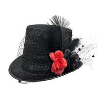 Halloween Jazzy Hat with Flower Party Bowler Hat Unisex Tall Hat for Adult Women Men Cosplay Costume Accessory Headpiece 1