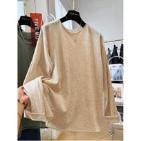 Clearance Bargains: Women's Plus Size Casual Round Neck Long Sleeve Solid Color Top 3XL chaki