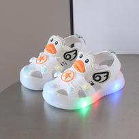 Little Duck Light-up LED Sandals for First Walker Anti-kick Baby Shoes for 0-3 Years Old Prewalker Soft Sole Cartoon for Girl 16 balta