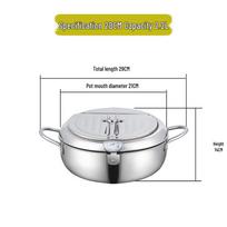 304 Stainless Steel Tempura Frying Pot with Double-Bottom, Oil-Saving, Temperature Control, and Thermometer for Gas and Induction Cookers 201