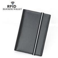 2020 RFID Passport Holder, Cowhide Leather with Elastic Band, Multi-Card Slots, ID & Document Cover
