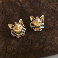 Women's Ancient Style Cat Head Earrings 1 pair