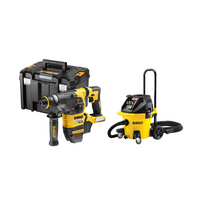 DCH333NT DeWALT FLEXVOLT 54V SDS-Plus perforatorius 30mm + DWV902M siurblys su teleskopine rankena