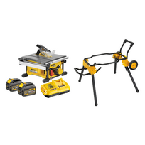 DCS7485T2 DeWALT FLEXVOLT 54V išilginio pjovimo staklės + DWE74911 staklių stovas (2x6.0 Ah)