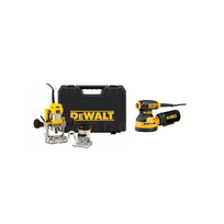 D26204K DeWALT freza + DWE6423 ekscentrinis šlifuoklis