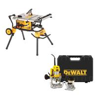 DWE7492 DeWALT išilginio pjovimo staklės + DWE74911 stalas + D26204K freza 900 W - 8 mm