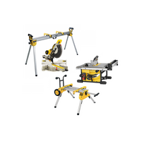 DWS780XPS DeWALT skersinio pjovimo staklės + DWE7485 išilginio pjovimo staklės + stalai