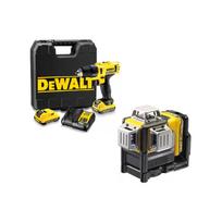 DCE089D1R DeWALT kryžminių linijų lazeris + DCD710D2 12V suktuvas - gręžtuvas
