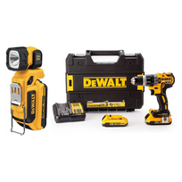 DCD796D2F DeWALT 18V 2.0 Ah XR Li-Ion smūginis suktuvas – gręžtuvas + DLC044 žibintuvėlis