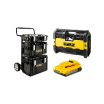 DeWALT 1-70-349 TOUGHSYSTEM vežimėlio ir dėžių komplektas + DeWALT radija + baterija
