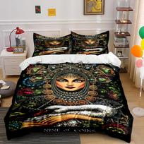 Tarot-Inspired Nine of Coins Bedding Set Bedding set (1 duvet cover, 2 pillowcases, duvet not included) 135x200cm