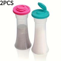 2PCS Plus Salt and Pepper Shaker Moisture-proof Salt Shaker Go Camping Picnic Outdoor Kitchen Spice Jar Dispenser, BBQ Seasoning Jar, Powder Sprinkler