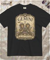 Gemini Twin Tricksters Premium Comfort T-Shirt Mushroom Fairies Zodiac Tee S-4XL XXL