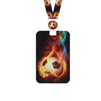 Soccer Print Card Holder With Detachable Lanyard And Retractable Badge Holder For Football Event Offices School Travel