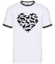 Love Heart Horse - Mens Ringer - Horses Pony Animal L