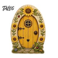 Unique Fairy House Gate Mini Wooden Door, 2D Flat Miniature Garden Exquisite Ornament for DIY Craft, Dollhouse Accessory, Wall Terrarium Decor C
