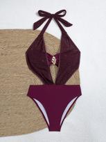 New European And American Style Backless Cross Metal Jewelry One-Piece Swimsuit Female Slim And Thin Fashion Vacation Swimsuit XS