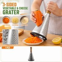 Stainless 24cm Conical Grater with Three Sides - Vegetable Grater Kitchen Tool for Shredding Slicing and Grating one size