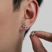 Iris Cross Inlaid Zircon Stud Earrings Unisex Light Luxury Fashion Jewelry 1pair