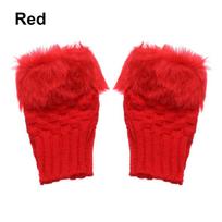 Girls Half Finger Keep Finger Warm Knitted Gloves Warm Mittens Thicken Warm Faux Rabbit Hair Gloves