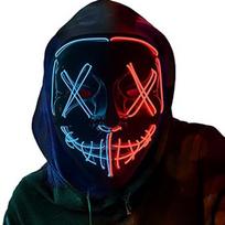 Halloween Flashing LED Ghost Face Mask for Masquerade and Horror Parties black