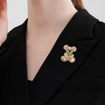 Full Bear Brooch Pin, Cute Animal Design, Fashion Collar Decoration for Women, Elegant Brooch for Coat Dress one size