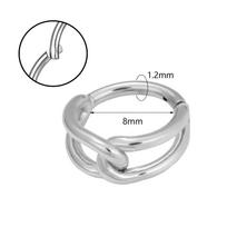 Personality 316 Stainless Steel Silver Plated Zircon Cross Winding Human Puncture Nose Ring and Earrings Unisex 1.2*8