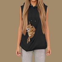 Women's Hoodie for Small Dogs and Cats, Sling Top with Front Pocket, Soft Hooded Sweatshirt L