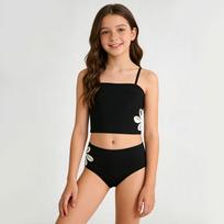 Girls Color Block Bikini Set, Two-Piece Swimsuit for Kids 120