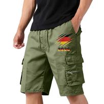 Men's Flag Print Shorts, Lightweight Breathable Casual Athletic Shorts for Soccer Fans, Patriotic Sportswear with Pockets L