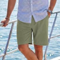 Men's Elastic Waist Drawstring Beach Bermuda Shorts - Loose Fit Knee Length Casual Shorts for Summer Vacation Outdoor Travel L