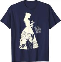 Hot Fashion Casual Disney Beauty & The Beast Belle Silhouette Graphic T-Shirt T-Shirt S-4XL Four Seasons XXXL