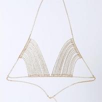 Europe and America Cross Border Multi-Layer Tassel Rhinestone Body Chains Chest Necklace Fashion Nightclub Trendy Breastpin