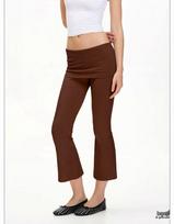 2026 Women's Low-rise Cuffed Micro-flare Stretchy Knit Cropped Pants - Multi-color, Slimming & Versatile Style Large