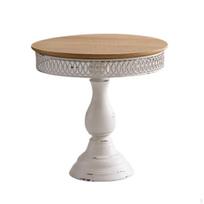 Display Stand with Wood Top Round Cake Distressed Pedestal Riser for Party Hosts, Interior