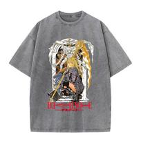 Retro Washed T-Shirts Punk Gothic Anime Death Note Print T-Shirts Harajuku Casual Cotton Vintage Short Sleeve Top S