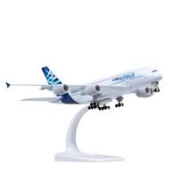 1/400 20CM Airbus A380 Die-cast Metal Alloy Aircraft Model A380 Airline Scale Plane Plane Cheap Games for Boys Aviation Airplane balta/mėlyna