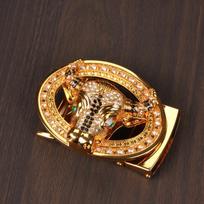 Mei Domineering 3.5cm Taurus Golden Dragon Ball Golden Eagle Tiger Wolf Head Belt Buckle, Men's Automatic Buckle Belt Head, Zodiac Diamonds