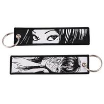 Japanese Anime Keychain for Motorcycles Cars Key Fobs Key Tag Embroidery Key Ring for Men Women Accessories