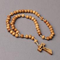 Vintage Cross Pendant Necklace Jesus Hollow Design10mm Wood Bead Choker Halloween Jewelry Gift