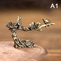 Pure Copper Plum Tree Happy Magpie Bird Miniature Ornaments Antique Brass Cuckoo Figurine Tea Table Decorations Desk Decor Craft