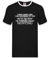 My Head I'm Hunting - Mens Ringer - Hunter Animals Fox Shooting XL