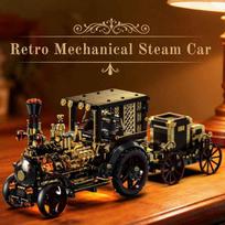 H1003 Retro Mechanical Steam Car Building Blocks, High Difficulty Educational Vintage Car Model, 1331Pcs DIY Assembly Bricks Toy