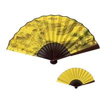 Bamboo Handle Folding Fan Silk Cloth Chinese Retro Style Hand Fan Traditional Chinese Painting Laser Engraving Bamboo Fan