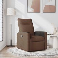 Folding Armchair, Brown, Upholstered in Fabric